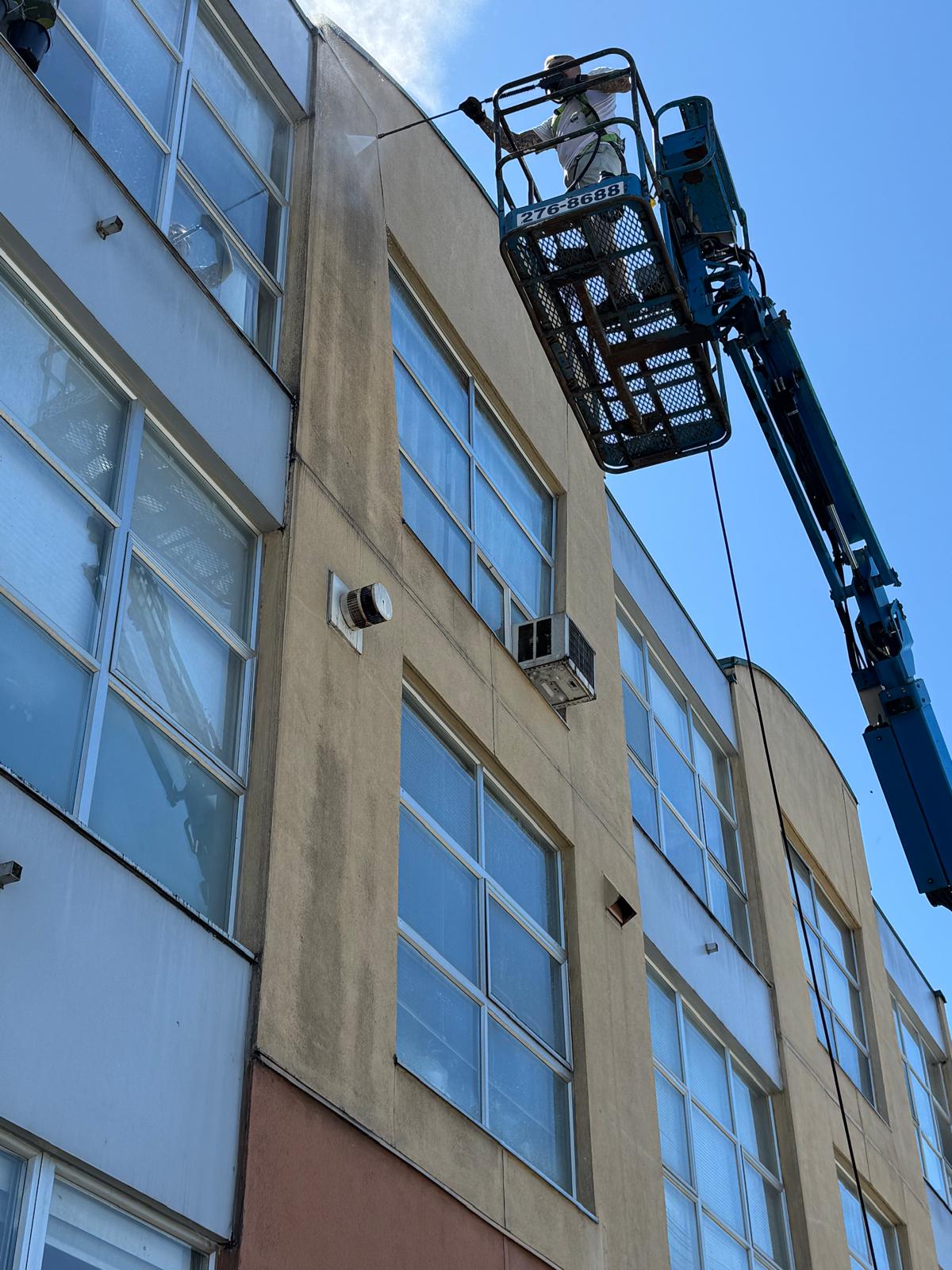 Oceanfront strata tower in West Vancouver receiving high-rise window washing and sealant review.